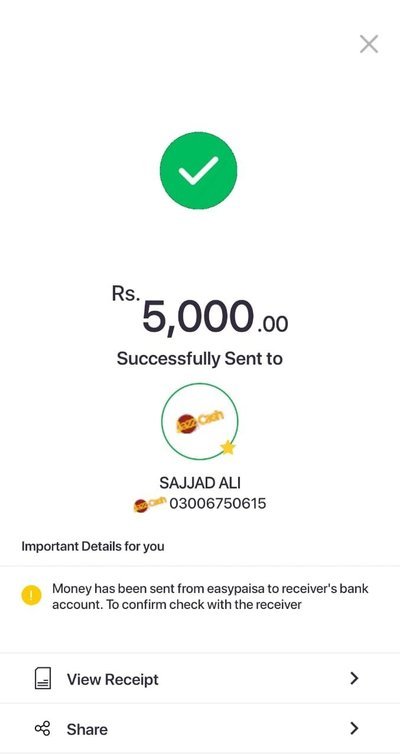 Upload payment screenshot